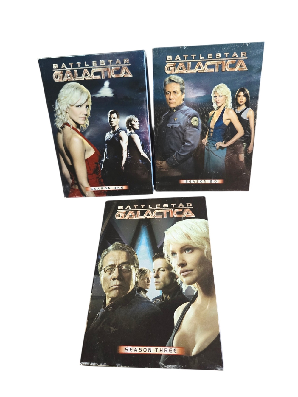 Battlestar Galactica Seasons 1–3 DVD Lot • Complete Sets • Sci‑Fi TV Series